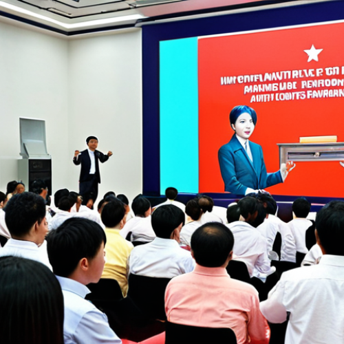 Home 15 **
A modern auction scene in Vietnam. Focus on the auctioneer skillfully engaging a diverse crowd, showcasing excellent communication skills and confidence. Emphasize the excitement and anticipation of the bidders. The backdrop includes modern technology like display screens and a professional setting.
**