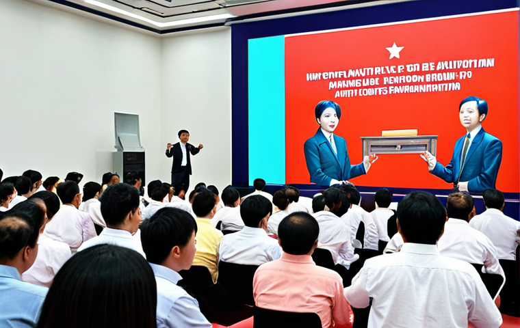 **

A modern auction scene in Vietnam. Focus on the auctioneer skillfully engaging a diverse crowd, showcasing excellent communication skills and confidence. Emphasize the excitement and anticipation of the bidders. The backdrop includes modern technology like display screens and a professional setting.

**
