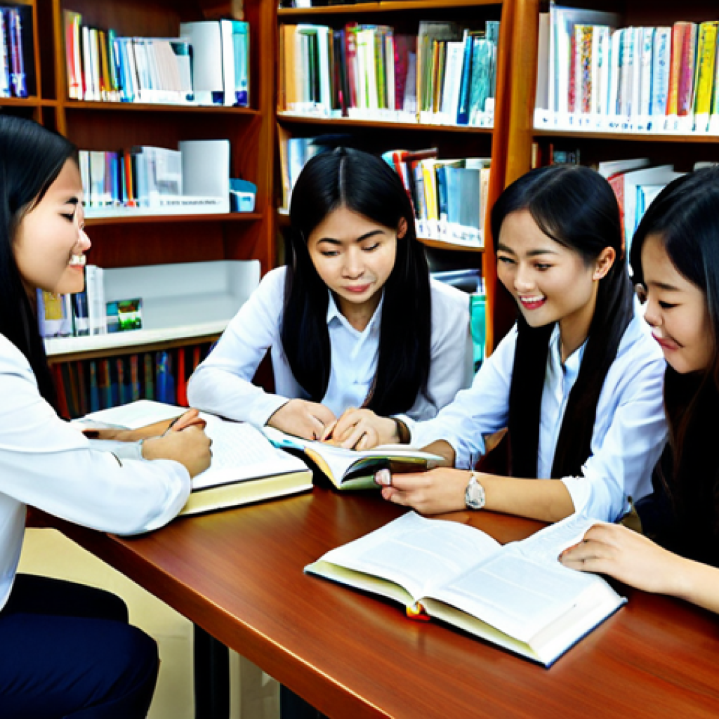 Study Group in Action**
"A vibrant study group of Vietnamese students gathered around a table filled with textbooks and notes in a modern library, everyone fully clothed in appropriate attire, collaborating on exam preparation, safe for work, perfect anatomy, correct proportions, natural pose, professional lighting, high resolution, family-friendly atmosphere, focused and engaged expressions, diverse group of friends, modest clothing, appropriate content, professional"
**