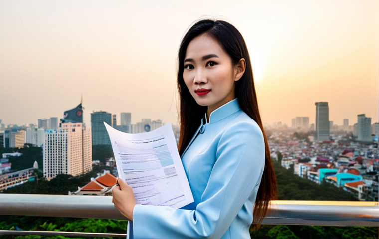 **

"A confident businesswoman in a tailored Ao Dai, standing in front of the Ho Chi Minh City skyline at sunset, holding a legal document. Fully clothed, professional attire, safe for work, perfect anatomy, natural proportions, high-quality photography, family-friendly."

**