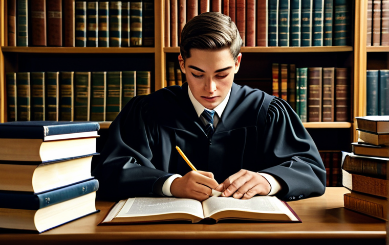 경매사 필기시험 대비를 위한 복습 전략 - Studying Legal Documents**

"A student diligently studying auction law textbooks and related legal d...