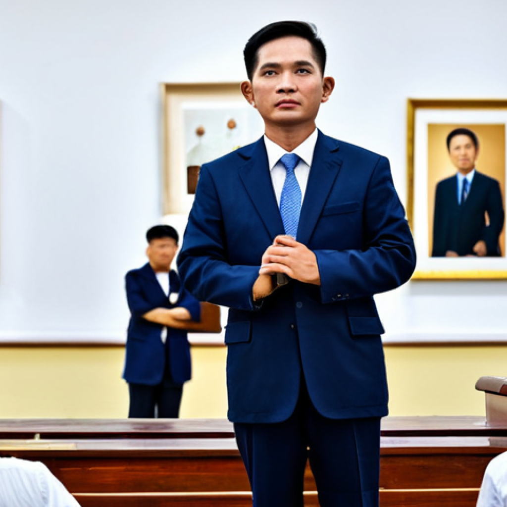 경매사 전문 커리어 플래닝 - Focus on the Auctioneer**
"A confident and professional auctioneer, fully clothed in a traditional ...