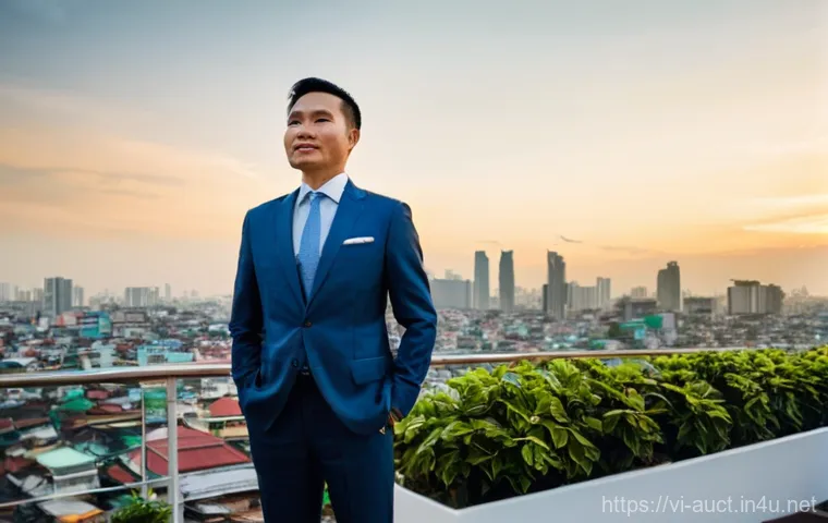 경매사 자격증의 활용도와 중요성 - **Prompt:** A focused and diligent young Vietnamese aspiring auctioneer, a man in his late 20s, sits...