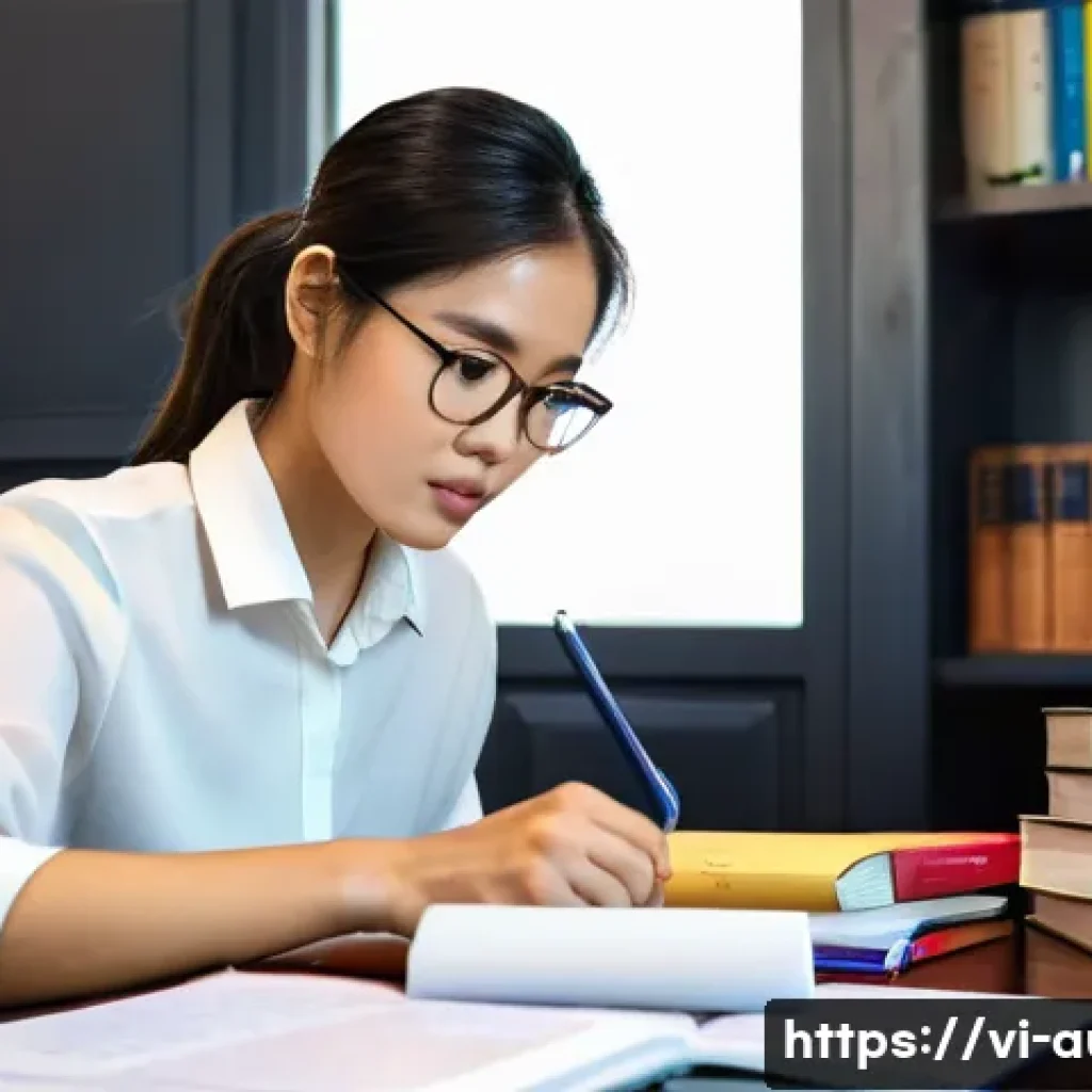 경매사 필기시험 대비를 위한 핵심 요약 - **Prompt:** A young Vietnamese professional, male or female, diligently studying for the auctioneer ...