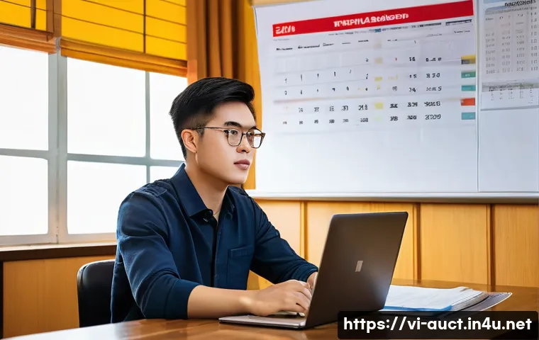 경매사 실기시험 중 자주 겪는 문제점 해결 - A focused Vietnamese student sitting at a wooden desk in a quiet study room, surrounded by neatly ar...