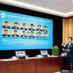 경매사 자격증 최신 트렌드 분석 - A professional Vietnamese auctioneer in a modern auction house setting, wearing formal business atti...