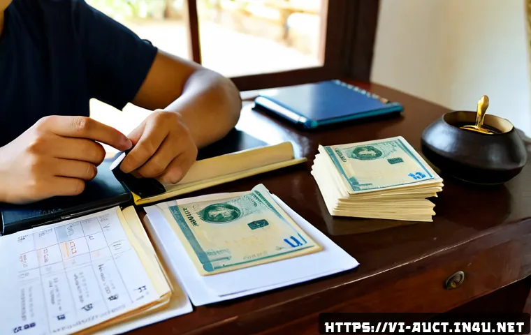경매사 필기시험 대비를 위한 학습 전략 - Photorealistic Vietnamese auctioneer exam preparation scene, focused young adult studying at a tidy ...